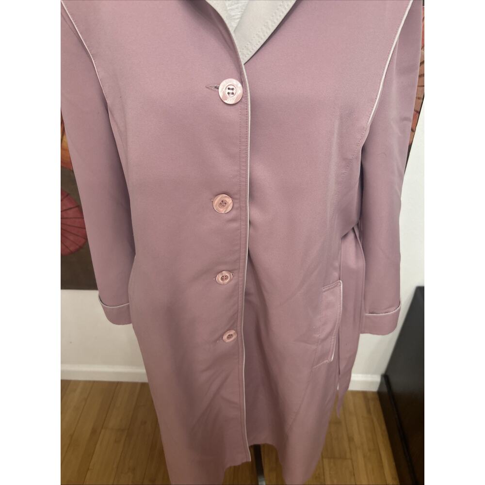 Vintage Lavender Belted Trench Coat Minimal Chic City Classic USA Made Size M/L - Picture 6 of 9
